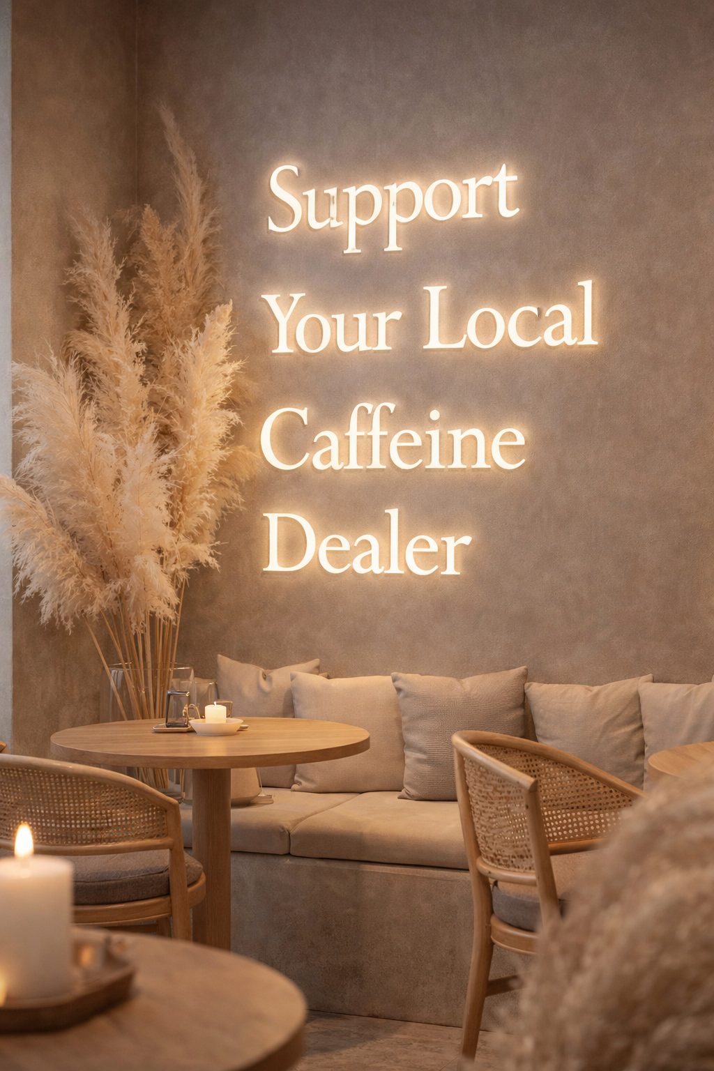 Stay interior with neon sign